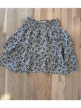 Altar'd State Black & White Floral Ruffled Skirt